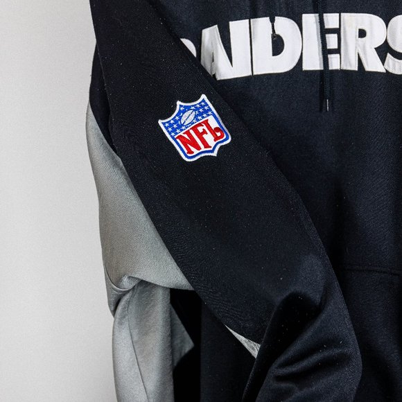Raiders Hoodie Sweater NFL Team Apparel Reebok XL Black & Silver - Picture 5 of 7